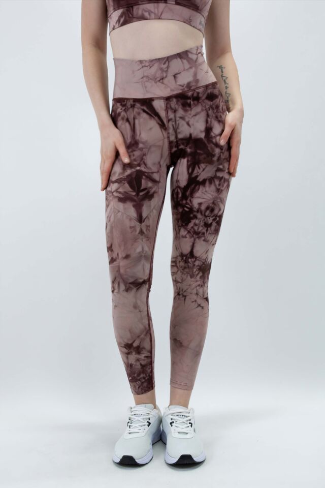 Koyu Camel Açık Kahve Batik Tayt I Heyy's Activewear