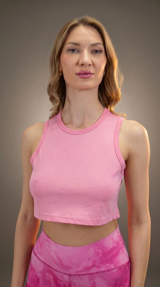 Sırt Pencere Detaylı Pembe Renk Crop Atlet  I Heyy's Activewear