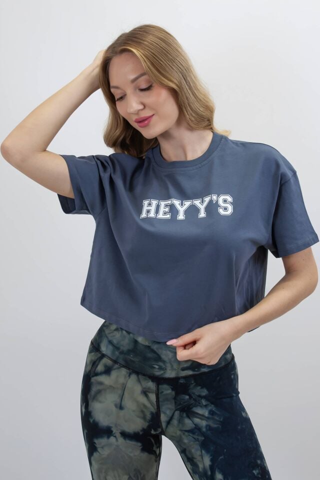 Oversize Kadın Crop Antrasit Renk T - Shirt  I Heyy's Activewear