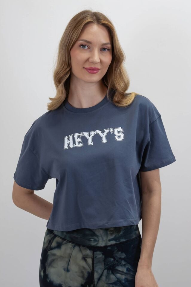 Oversize Kadın Crop Antrasit Renk T - Shirt  I Heyy's Activewear
