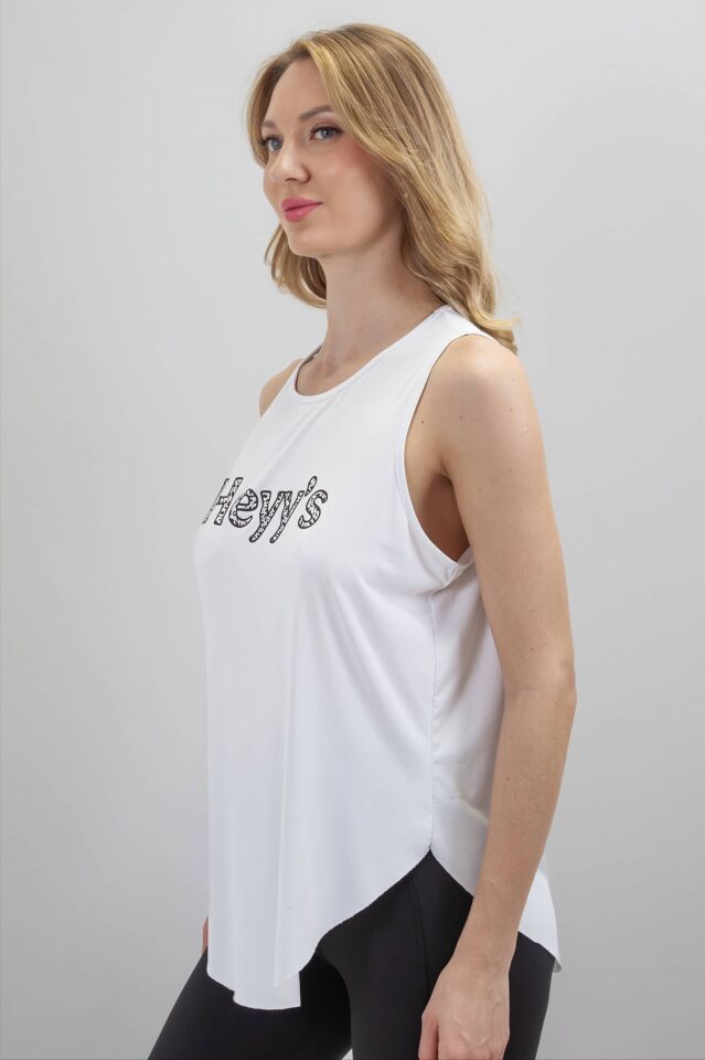 Oversize Heyy's Leopar Baskılı Beyaz Renk Polyamid Atlet I Heyy's Actıvewear