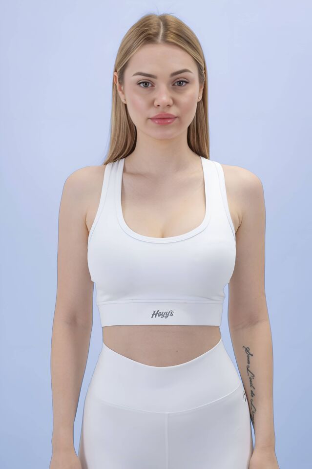 Sporcu Sütyeni Beyaz Bra (Göğüs Pedli) I Heyy's Activewear