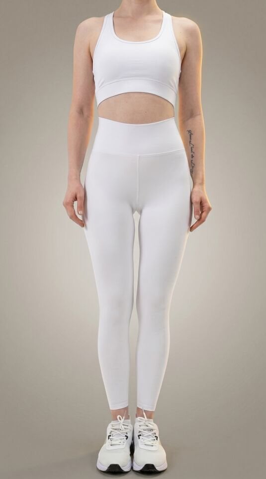 Kemer Arkası Cep Detaylı Beyaz Tayt (Lok Dikiş Detaylı) I Heyy's Activewear