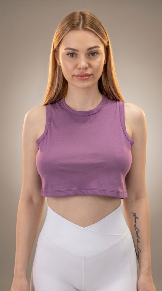 Sırt Pencere Detaylı Mor Renk Crop Atlet I Heyy's Activewear