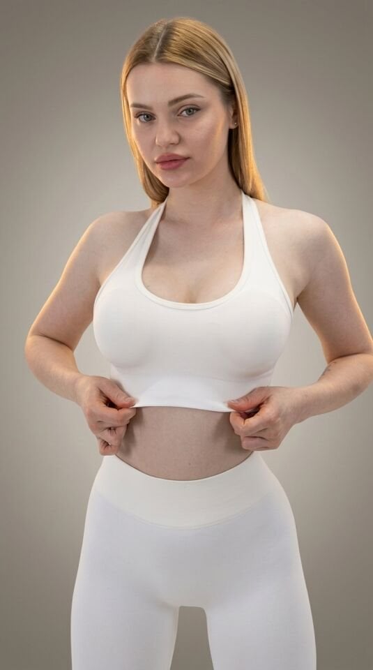 Boyundan Geçme Sporcu Sütyeni Beyaz Bra I Heyy's Activewear
