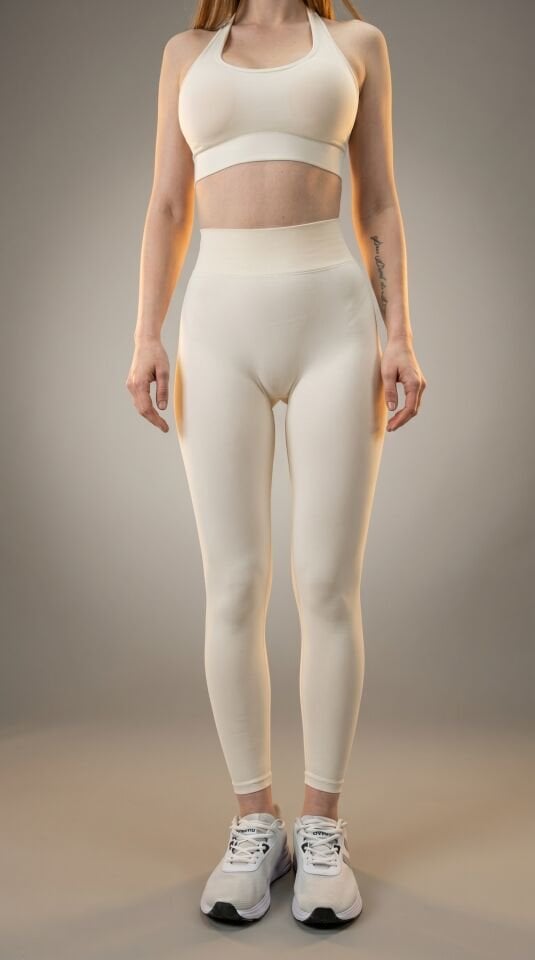 Seamless Dikişsiz Ekru Beyaz Tayt I Heyy's Activewear