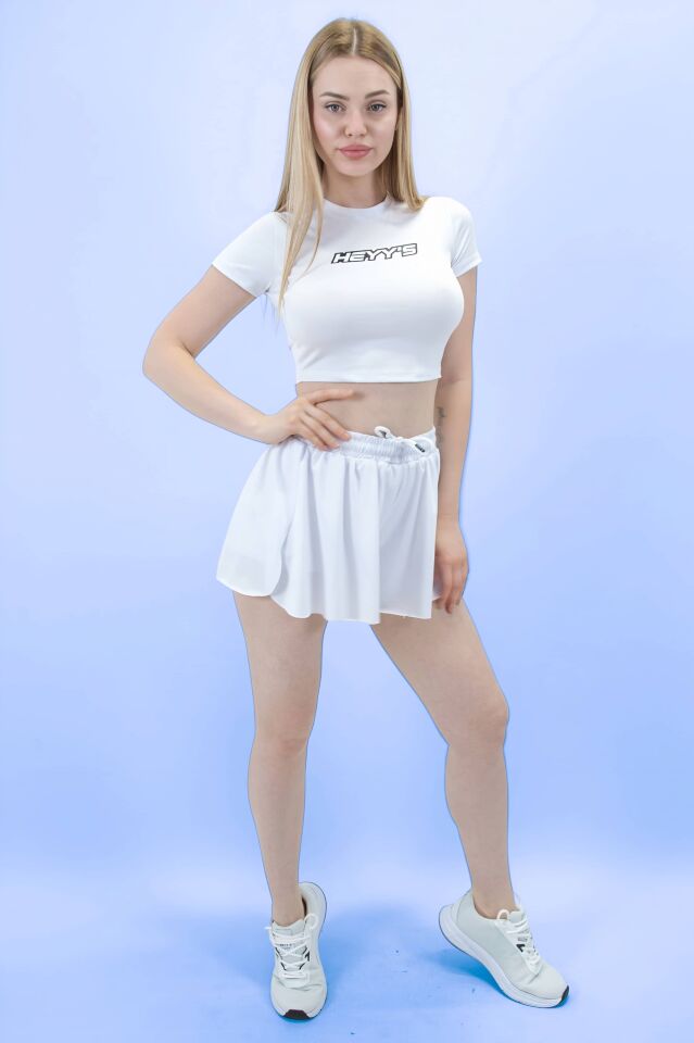 Polyamid Mini Beyaz Short  Etek I Heyy's Activewear