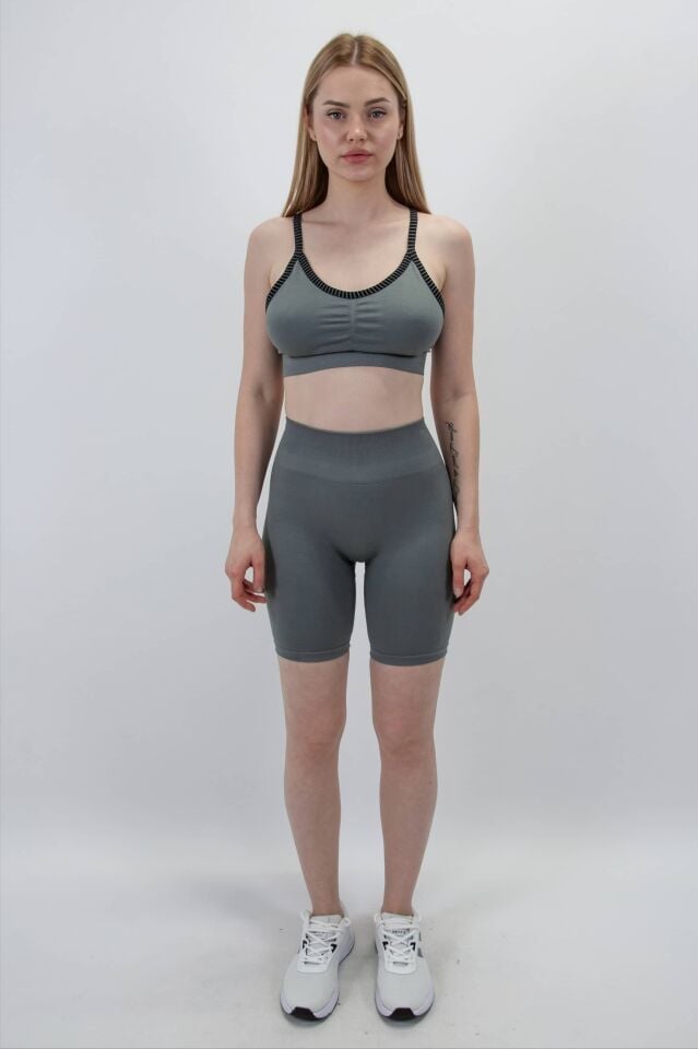 Seamless Dikişsiz Antrasit Gri Tayt Şort I Heyy's Activewear