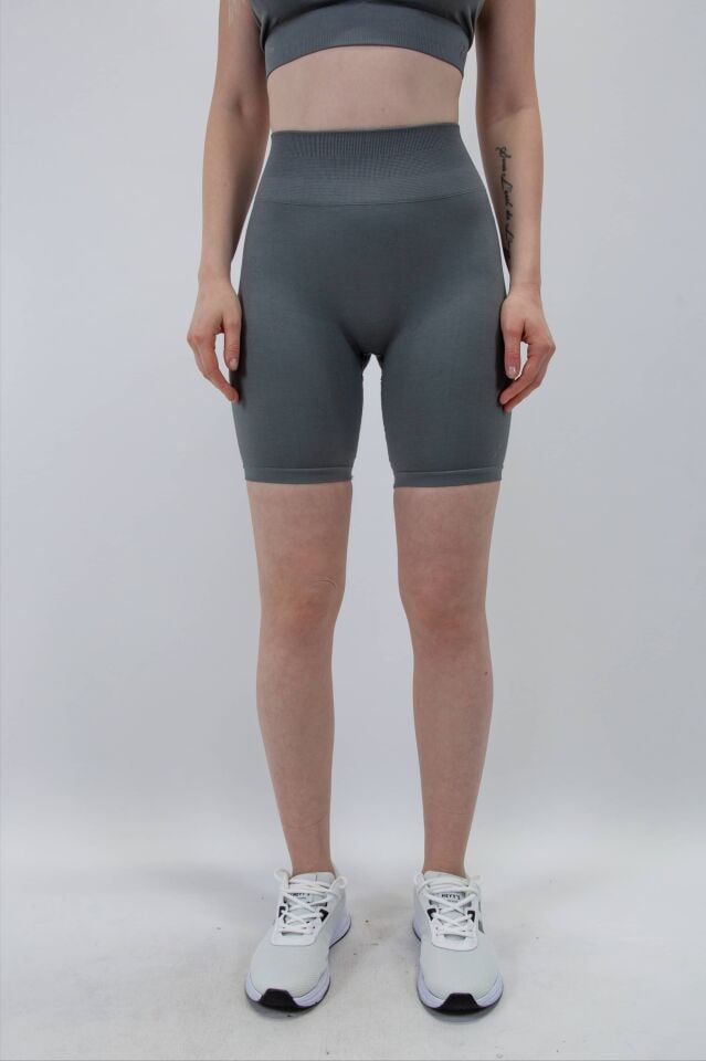 Seamless Dikişsiz Antrasit Gri Tayt Şort I Heyy's Activewear