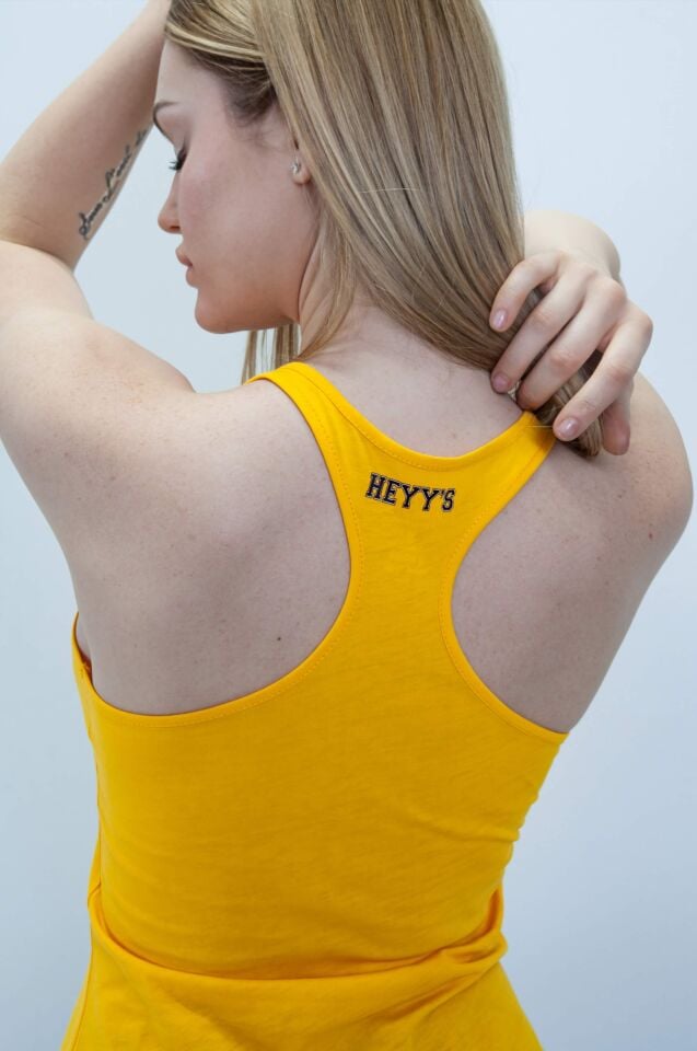 Heyy's Baskılı Sarı Renk Askılı Atlet I Heyy's Activewear