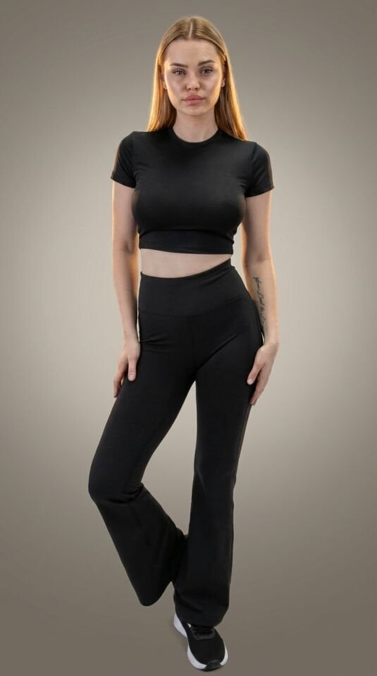 Kadın Siyah Renk İspanyol Paça Tayt I Heyy's Activewear