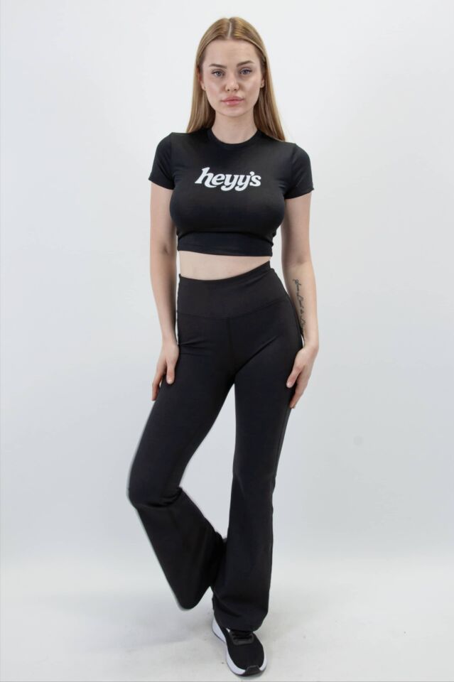 Kadın Siyah Renk İspanyol Paça Tayt I Heyy's Activewear